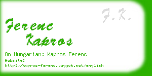 ferenc kapros business card